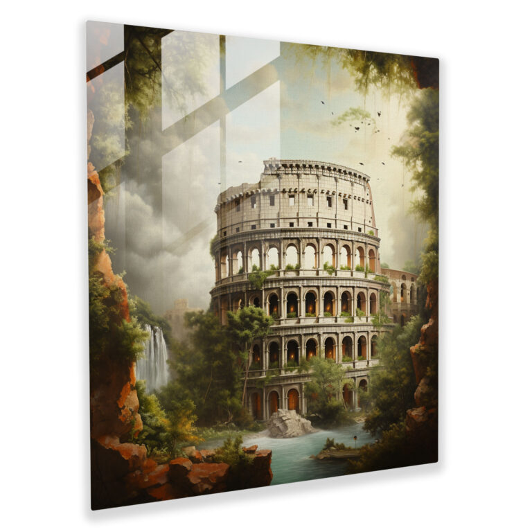 All Glass Prints - Dreamlike Roman Colosseum Surrealistic Glass Wall Art - Mixed Media Glass Print - Home Decoration - Wall Decor