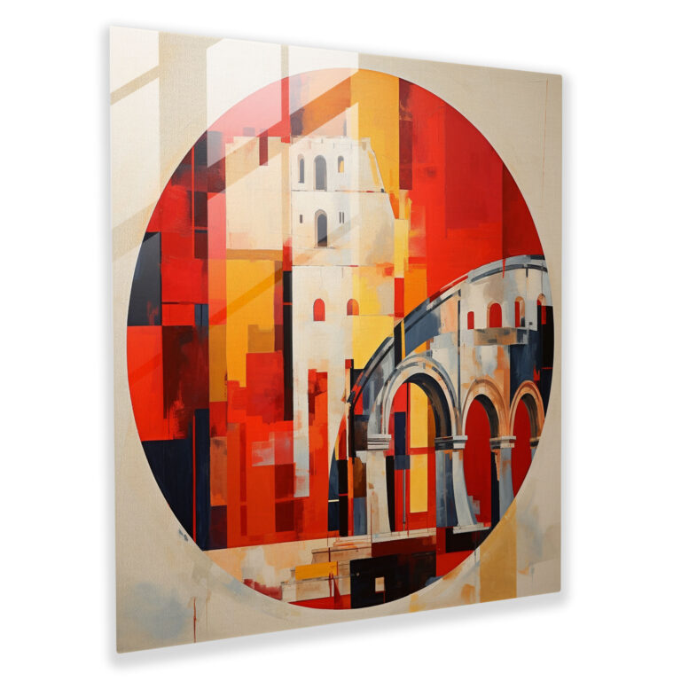 Geometric Glass Print - Abstract Representation of the Roman Colosseum - Home Decoration