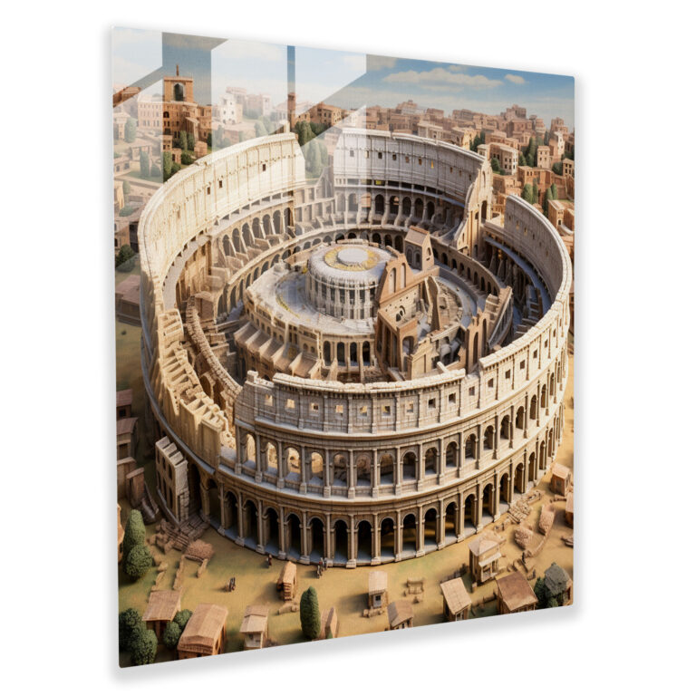 Architectural Marvel Glass Print - Realistic Roman Colosseum Architecture Wall Art