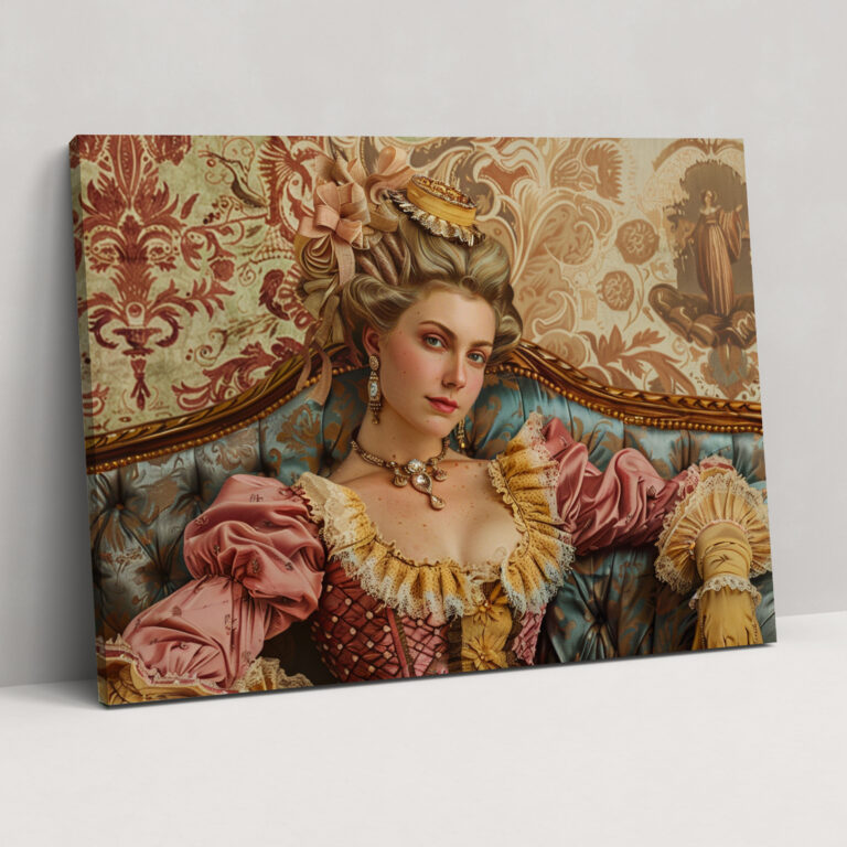 Rococo Style Painting Noblewoman Canvas Print - Rococo, Rococo Style Painting, Wall Art, Canvas Wall Art
