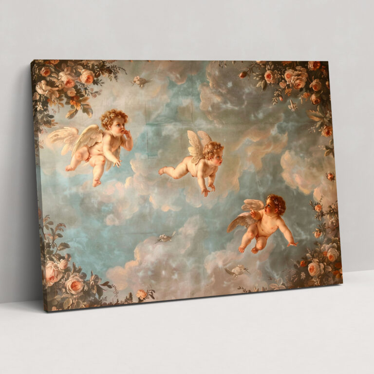 Rococo Style Painting Cherubs Playing Wall Decoration - Rococo, Wall Decoration, Home Decoration, Canvas Wall Art