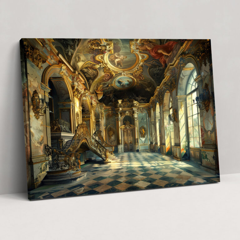 Rococo Style Painting Ornate Architecture Canvas Print - Rococo, Canvas Print, Canvas, Home Decoration