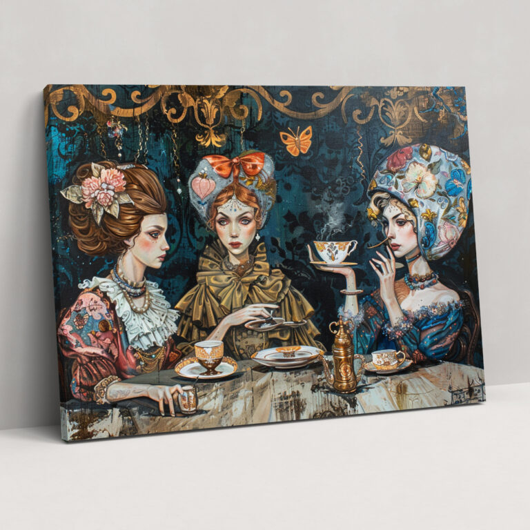 Rococo Style Painting Fancy Tea Party Wall Art - Rococo, Canvas Wall Art, Rococo Style Painting, Wall Decoration