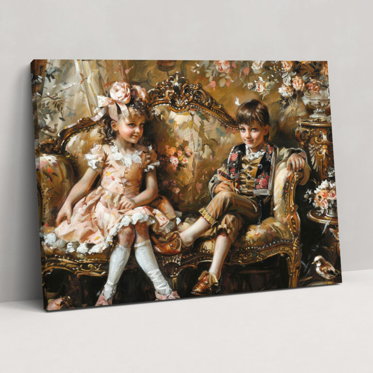 Rococo Style Painting Playful Children Canvas Print - Rococo, Canvas Print, Home Decoration, Canvas