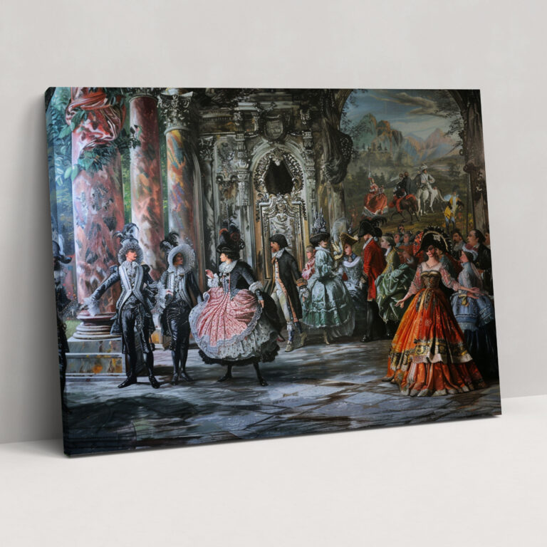 Rococo Style Painting Elaborate Costumes Wall Art - Rococo, Canvas, Rococo Style Painting, Canvas Wall Art