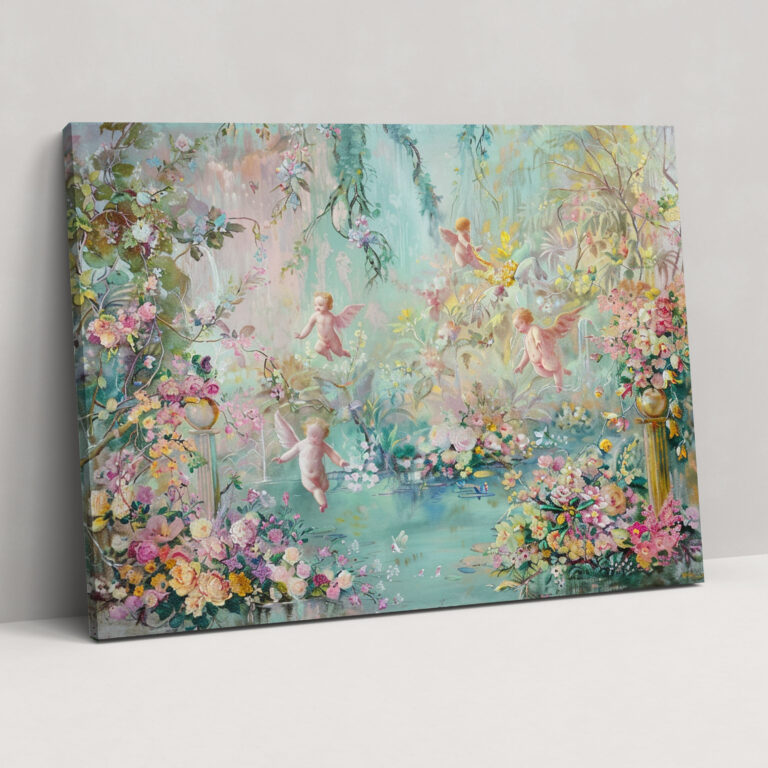 Playful Rococo Style Painting Canvas Print - Rococo, Wall Art, Canvas Print, Wall Decoration