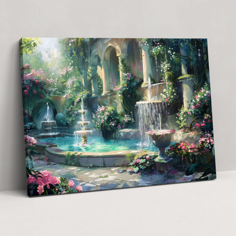 Rococo Style Painting Canvas Print - Rococo, Garden Scene, Rococo Style Painting, Wall Art