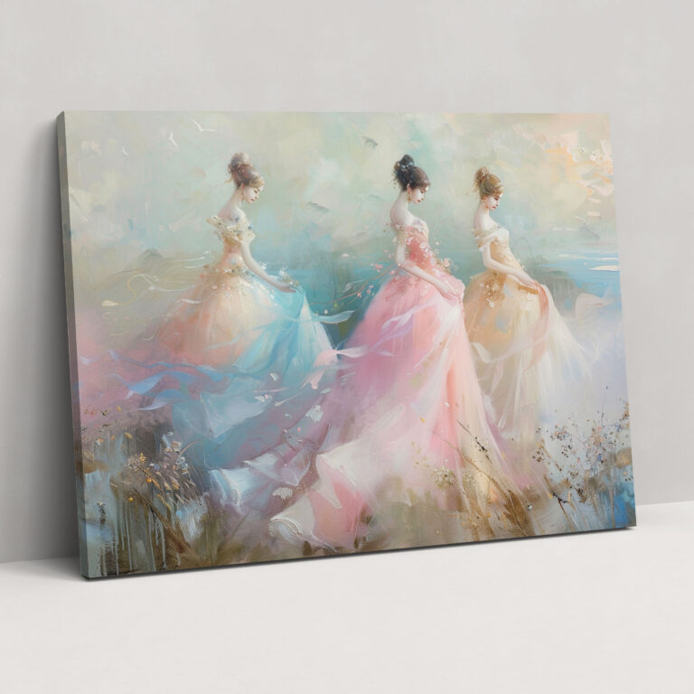 Rococo Style Painting Canvas Print - Rococo, Wall Art, Elegant Ladies, Canvas Wall Art