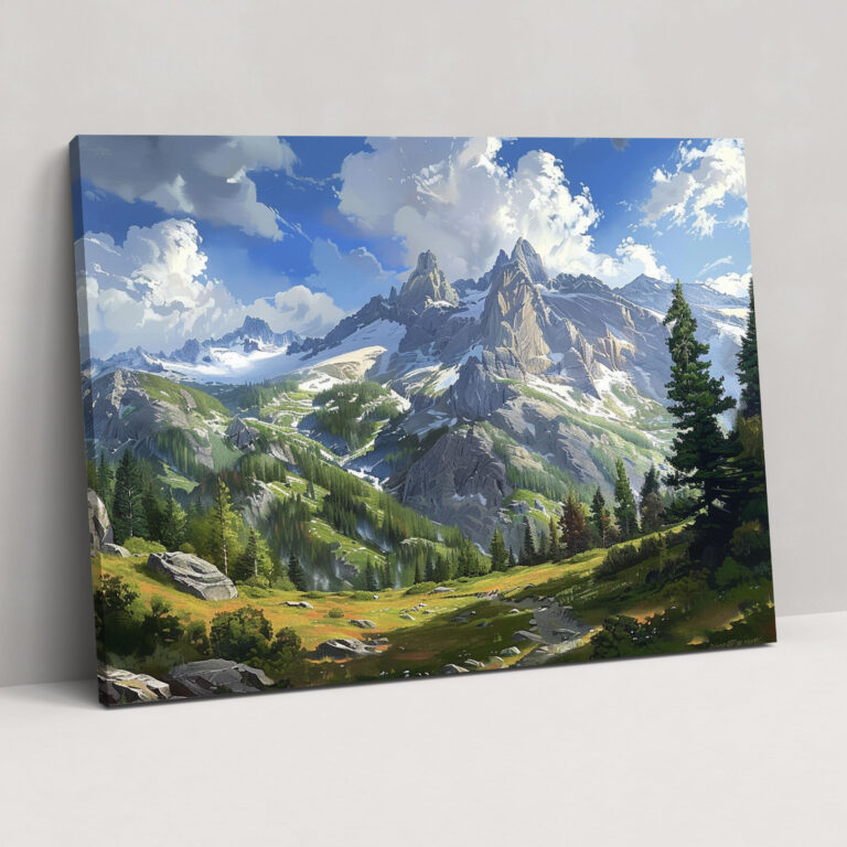 Realism Mountain Landscape Canvas Print - Realism, Grandeur, Realism, Canvas Print