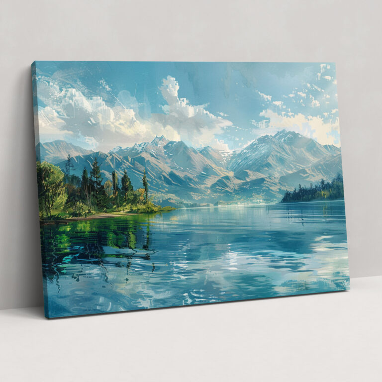 Realism Canvas Print - Serene Lake Landscape Tranquil Atmosphere Wall Decoration - Realism, Wall Art, Canvas, Realism