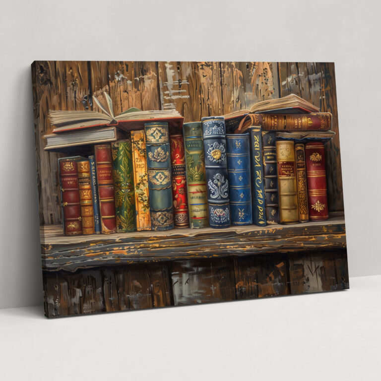 Realism Bookshelf Wall Art - Realism, Home Decoration, Canvas, Wall Decoration