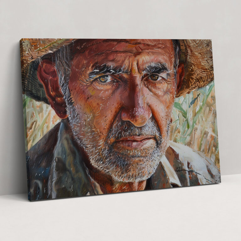 Realism Wall Art: Detailed Portrait Of A Farmer - Realism, Home Decoration, Canvas, Canvas Wall Art