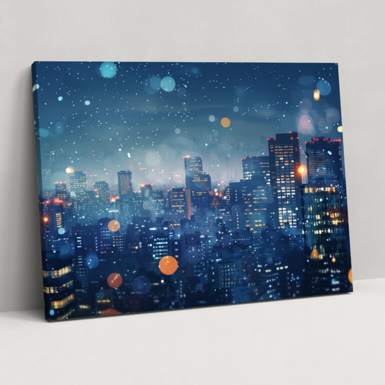Realism Wall Art: Urban Cityscape At Night - Realism, Wall Art, Realism, Home Decoration