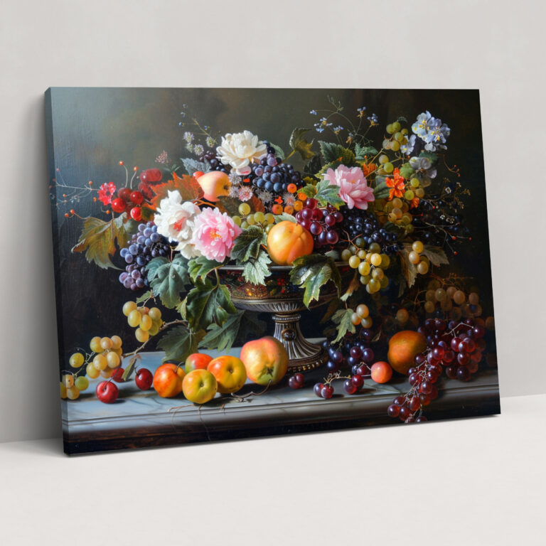 Realism Canvas Print: Fruits And Flowers - Realism, Wall Decoration, Wall Art, Realism