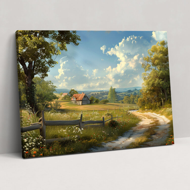 Realism Wall Decoration: Countryside Farmhouse - Realism, Wall Decoration, Canvas Wall Art, Realism