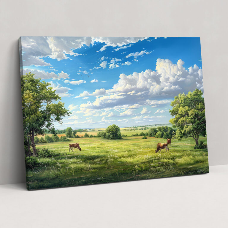 Realism Canvas Print Countryside Cows Wall Art - Realism, Home Decoration, Canvas Wall Art, Canvas