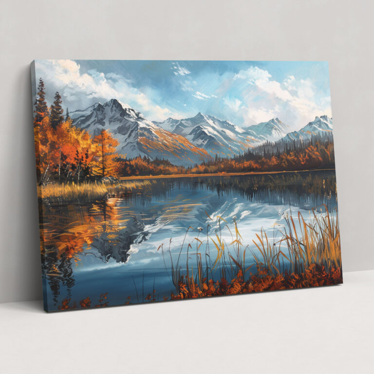 Realism Canvas Print: Autumn Reflections - Realism, Autumn Colors, Realism, Lake