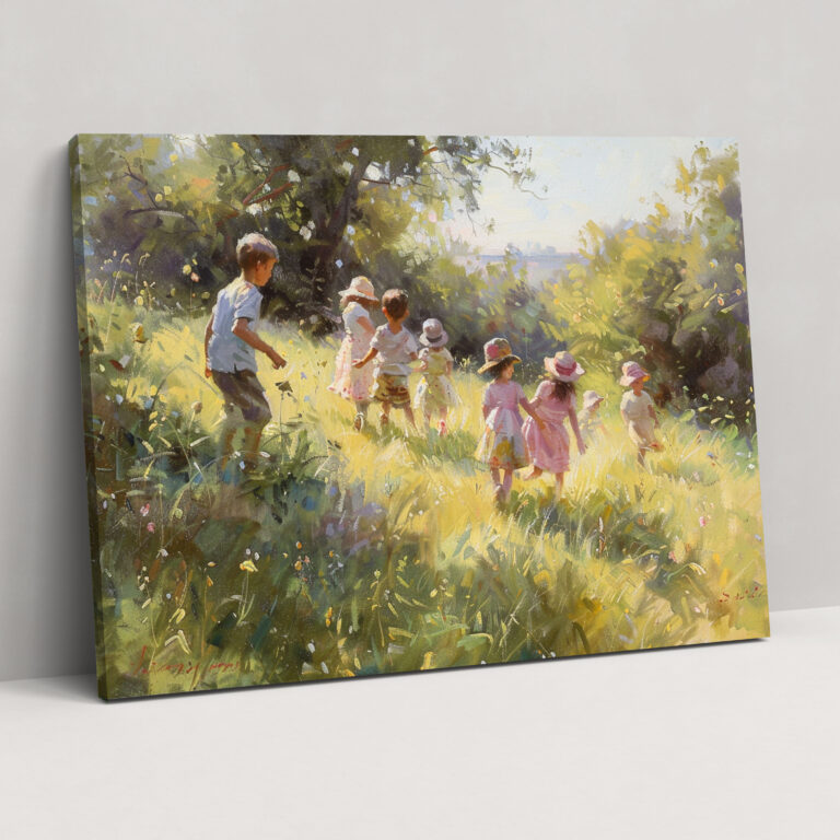 Realism Canvas Print: Meadow Playtime - Realism, Children, Wall Decoration, Realism