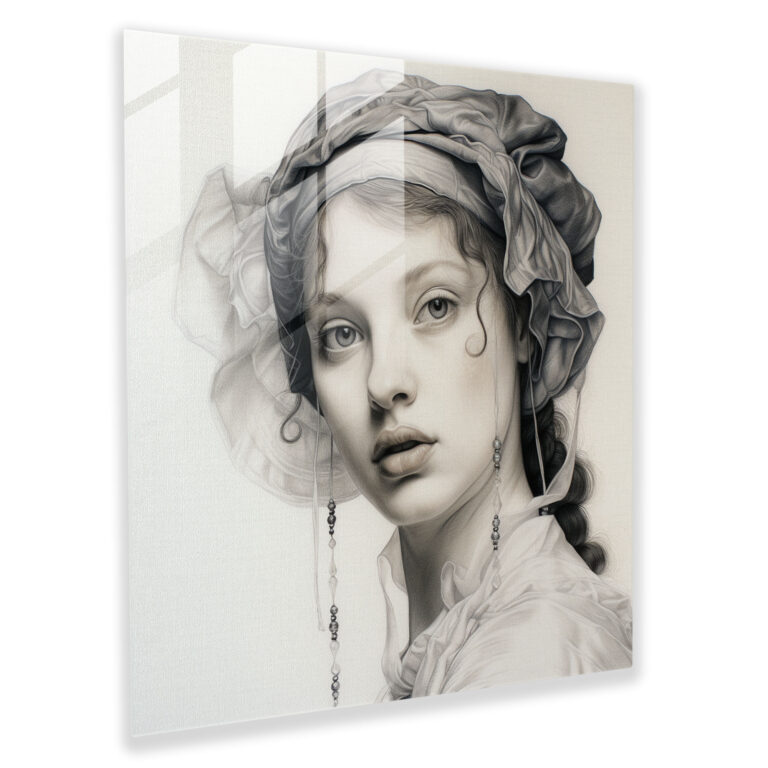 Renaissance Portrait Glass Print - Renaissance, Renaissance Portrait Drawing, Wall Decoration, Glass Print