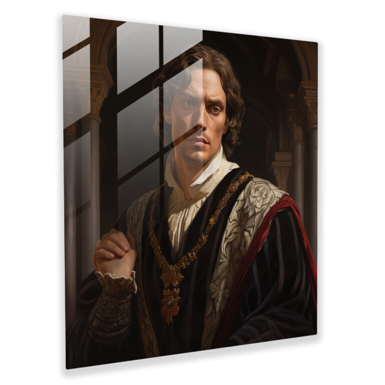 Renaissance Gentleman Glass Print - Renaissance, Glass Print, Modern Art, Renaissance-Inspired Portrait