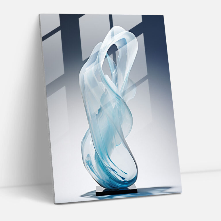 Realistic Glass Sculpture - Translucent Waves Glass Print - Realistic Glass Sculpture, Modern Art, Translucent Waves, Glass Wall Art