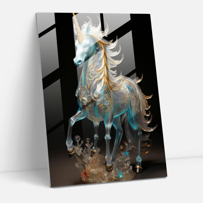 Realistic Glass Sculpture - Mystical Unicorn Glass Wall Art - Realistic Glass Sculpture, Mystical Unicorn, Glass Wall Art, Wall Decoration