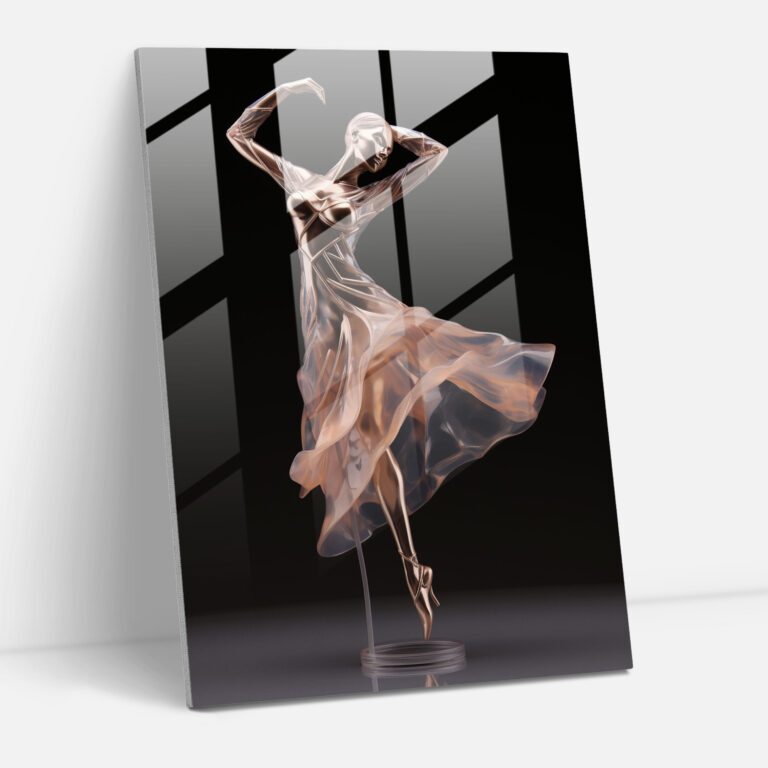Realistic Glass Sculpture - Dance Of Elegance Glass Print - Realistic Glass Sculpture, Glass Wall Art, Dance Of Elegance, Home Decoration