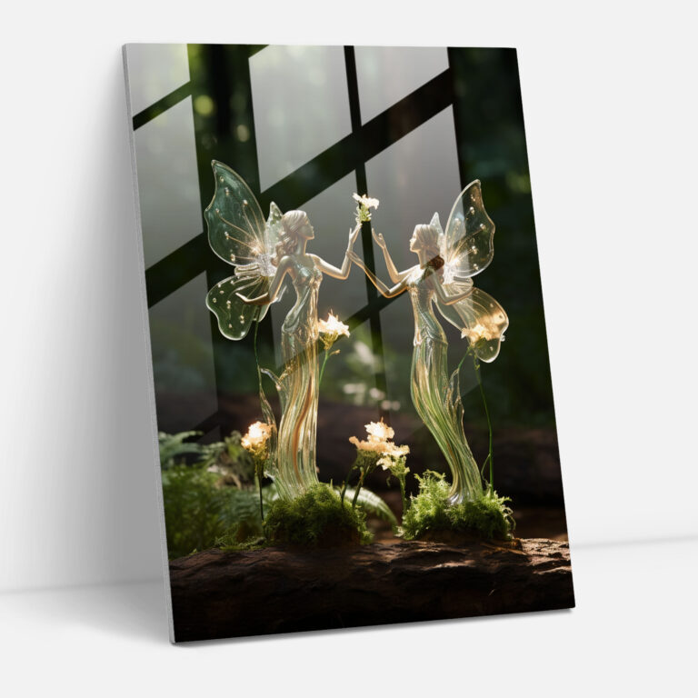 Realistic Glass Sculpture - Fairy Dance Glass Print - Realistic Glass Sculpture, Realistic Glass Sculpture, Glass Wall Art, Glass Print