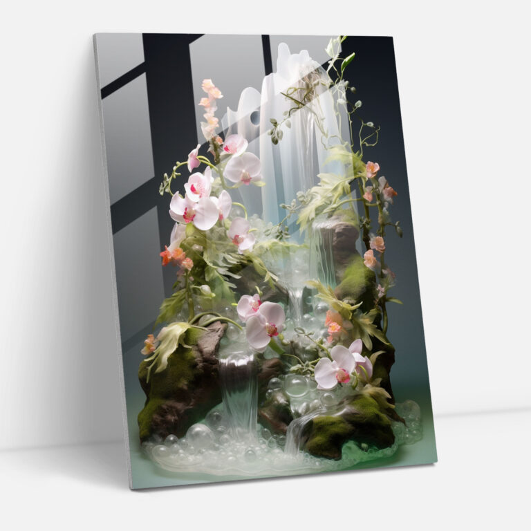 Realistic Glass Sculpture - Mystical Waterfall Glass Wall Art - Realistic Glass Sculpture, Glass Art, Glass Wall Art, Glass Print