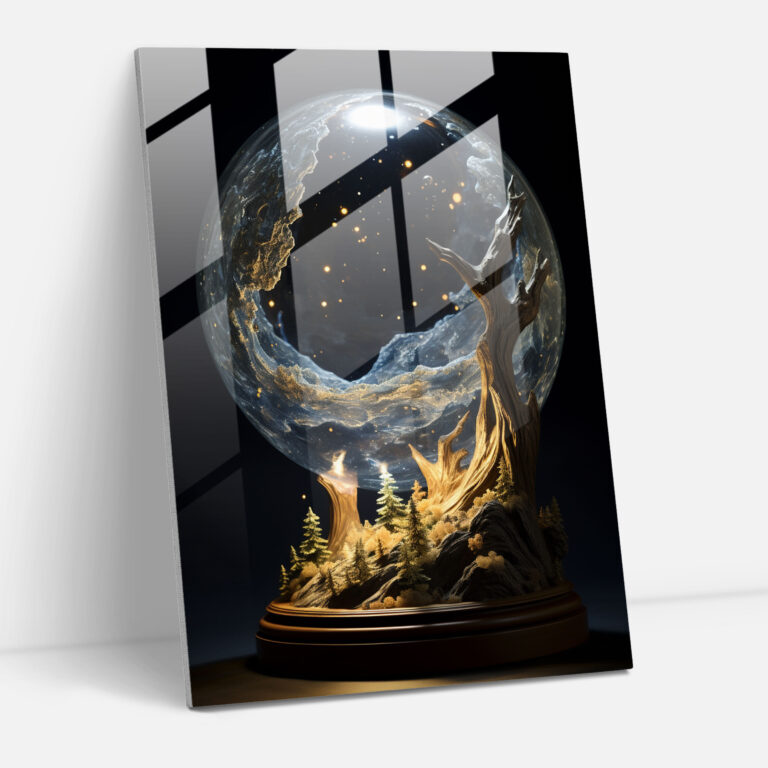 Realistic Glass Sculpture - Moonlit Night Glass Print - Realistic Glass Sculpture, Wall Decoration, Glass Wall Art, Modern Art