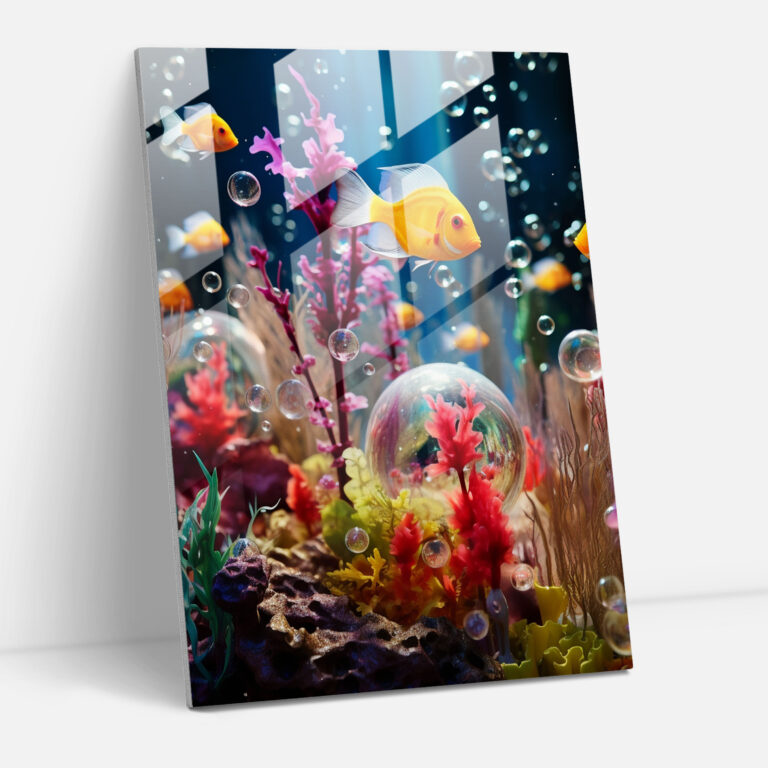 Realistic Glass Sculpture - Underwater Glass Print - Realistic Glass Sculpture, Glass Art, Glass Wall Art, Modern Art
