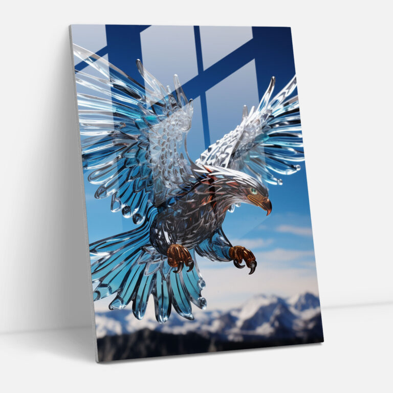 Realistic Glass Sculpture - Eagle Glass Wall Art - Realistic Glass Sculpture, Realistic Glass Sculpture, Freedom, Intricate Glasswork