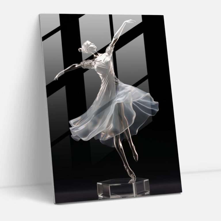 Realistic Glass Sculpture: Ballet Ballerina Glass Print - Realistic Glass Sculpture, Wall Decoration, Ballerina, Realistic Glass Sculpture