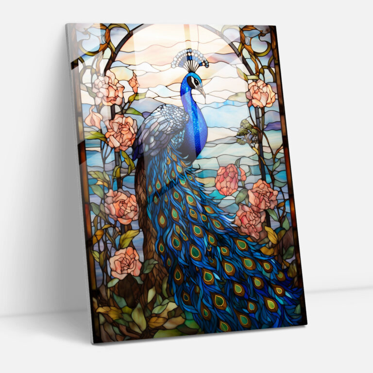 Stained Glass Wall Art - Exquisite Peacock Design - Realistic Glass Sculpture, Stained Glass, Modern Art, Glass Art