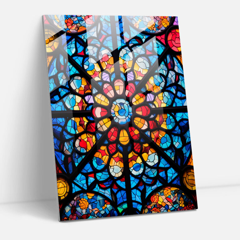 Glass Print: Stained Glass Window - Realistic Glass Sculpture, Wall Decoration, Vibrant Colors, Home Decoration
