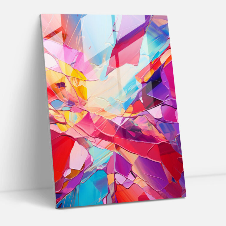Glass Art Print - Colorful Abstract Shattered Glass Wall Decoration - Realistic Glass Sculpture, Glass Print, Shattered Glass, Colorful