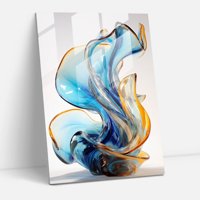 Glass Wall Art - Abstract Glass Swirls Decoration - Realistic Glass Sculpture, Wall Decoration, Movement, Abstract