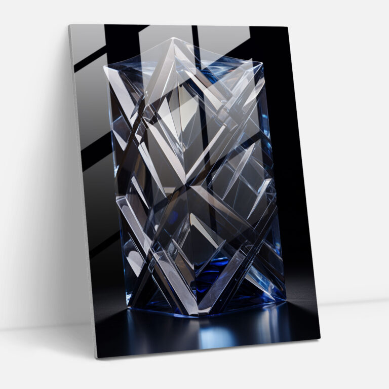 Abstract Elegance Glass Art - Realistic Glass Sculpture, Glass Wall Art, Home Decoration, Geometric Glass Patterns