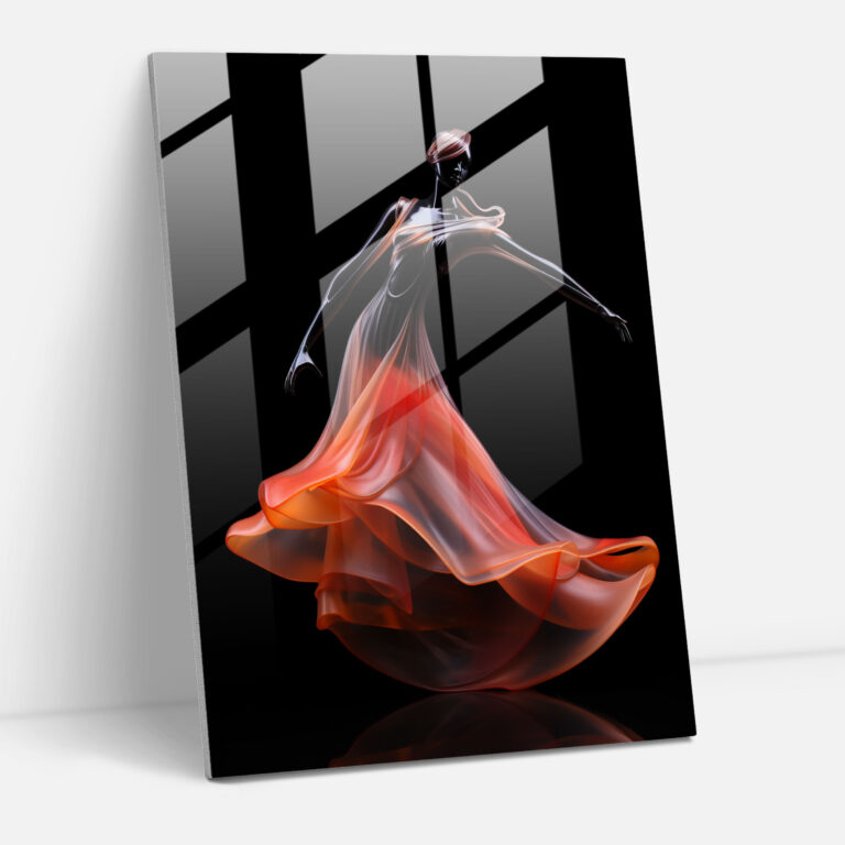 Glass Art Sculpture Of Graceful Dancer - Realistic Glass Sculpture, Wall Decoration, Glass Wall Art, Glass Sculpture