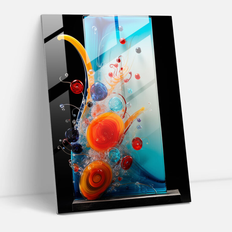 Glass Art Fused Panel With Abstract Explosion - Realistic Glass Sculpture, Home Decoration, Glass Wall Art, Abstract Design