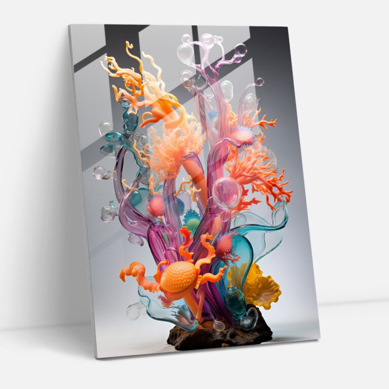 Realistic Glass Sculpture - Coral Reef Glass Print - Realistic Glass Sculpture, Home Decoration, Realistic Glass Sculpture, Glass Art