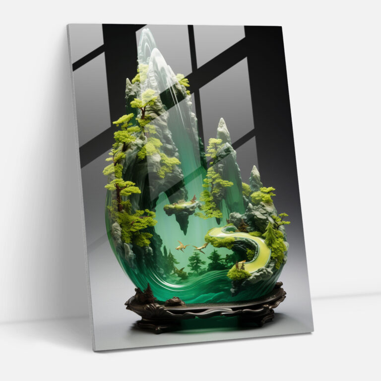 Realistic Glass Wall Art - Tranquil Lake Glass Print - Realistic Glass Sculpture, Nature, Wall Decoration, Glass Print