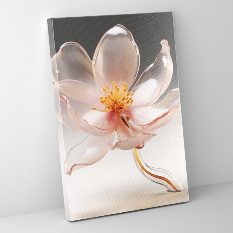 Realistic Glass Sculpture Wall Decoration - Realistic Glass Sculpture, Magnolia Flower, Canvas Wall Art, Blooming