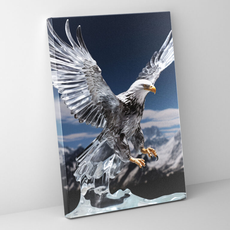 Realistic Glass Sculpture Canvas Wall Art - Realistic Glass Sculpture, Majestic, Freedom, Strength