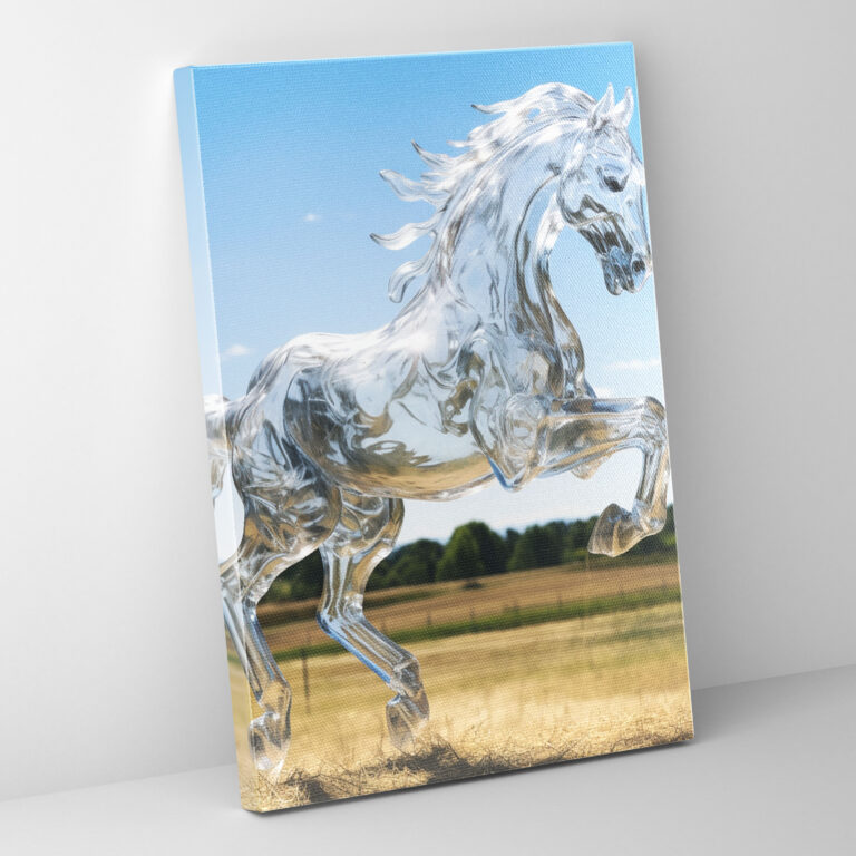 Realistic Glass Sculpture Canvas Print - Realistic Glass Sculpture, Galloping, Power And Grace, Realistic Glass Sculpture