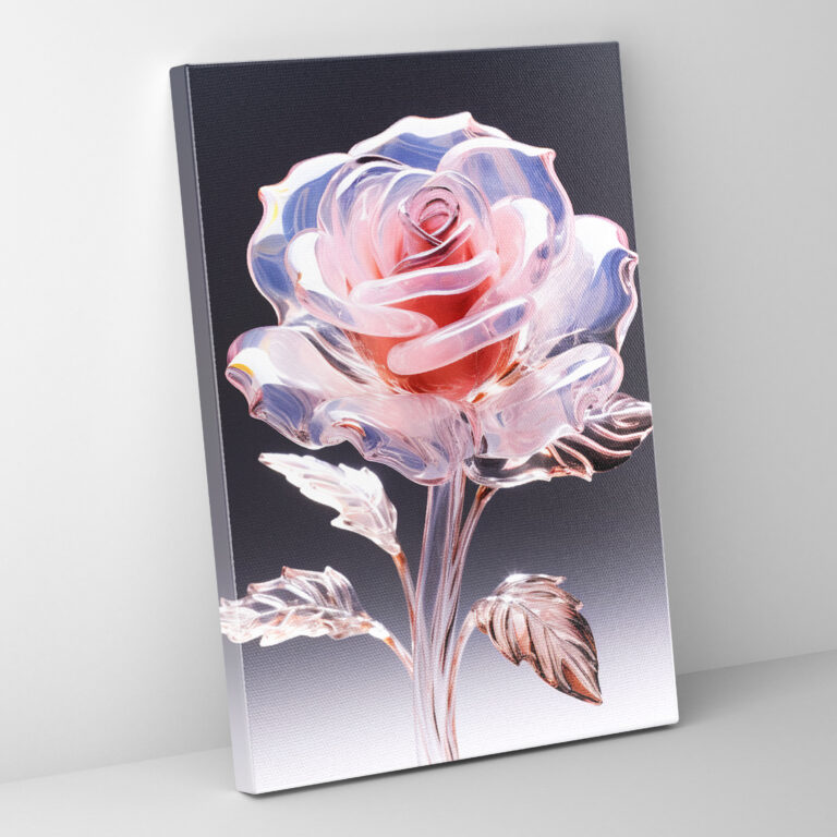 Realistic Glass Sculpture Canvas Wall Art - Realistic Glass Sculpture, Romance, Blooming, Canvas Wall Art