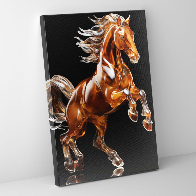 Realistic Glass Sculpture Canvas Art - Realistic Glass Sculpture, Home Decoration, Majestic Horse, Canvas Print
