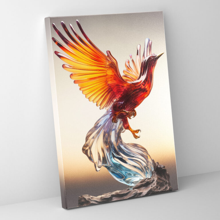 Realistic Glass Sculpture Canvas Print - Realistic Glass Sculpture, Soaring Bird, Wall Art, Bird Sculpture