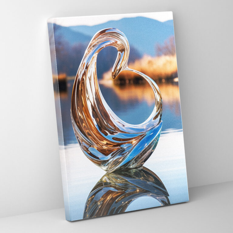 Realistic Glass Sculpture - Mirrored Swan Wall Art - Realistic Glass Sculpture, Peace, Realistic Glass Sculpture, Serene Lake