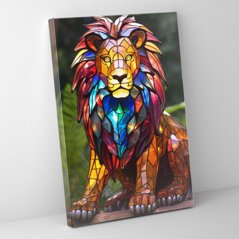 Realistic Glass Sculpture - Stained Lion King Wall Decor - Realistic Glass Sculpture, Canvas Print, Stained, Wall Art